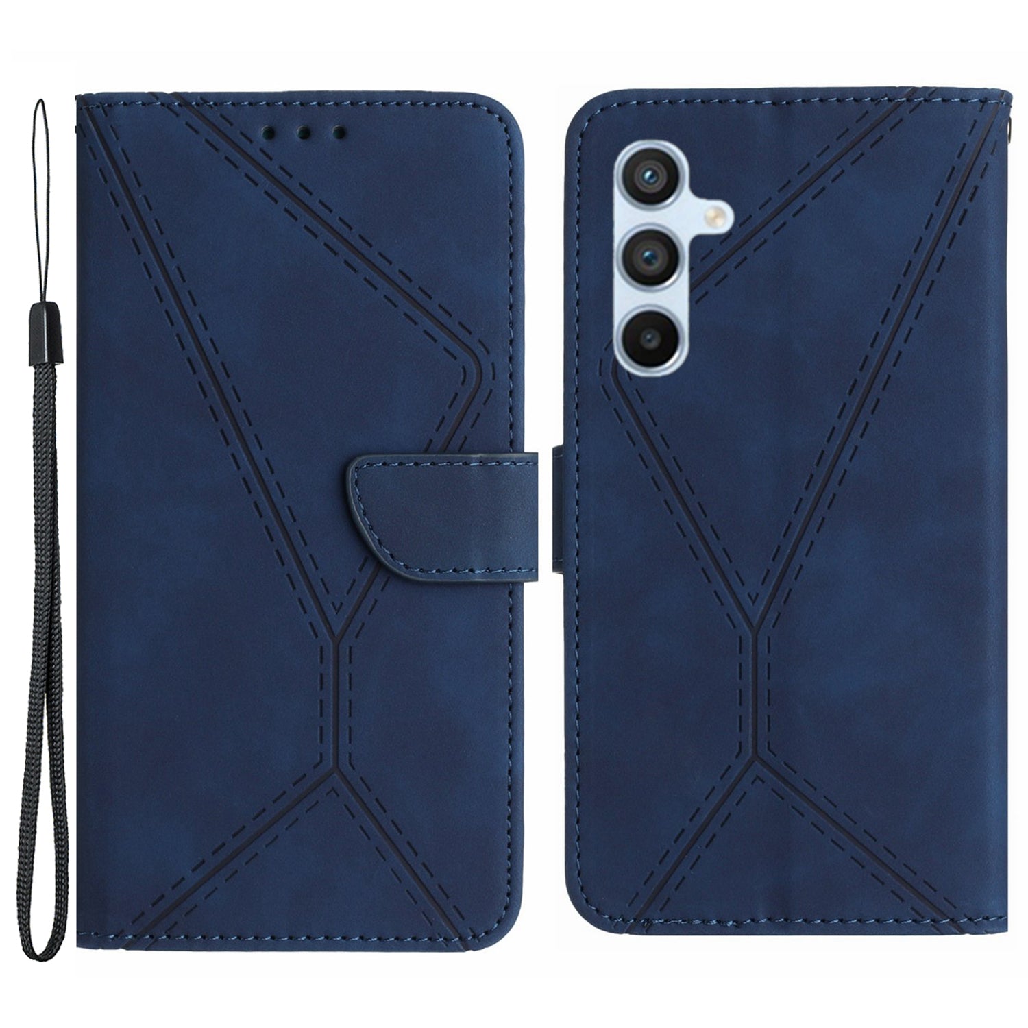 HT05 For Samsung Galaxy A24 4G Flip Leather Wallet Case Skin-touch Stand Imprinted Line Phone Cover HT05 For Samsung Galaxy A24 4G Flip Leather Wallet Case Skin-touch Stand Imprinted Line Phone Cover